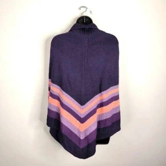 Made in Italy Wool Girly Southwestern Western Coastal Cowgirl Purple Poncho OS - Picture 2 of 5